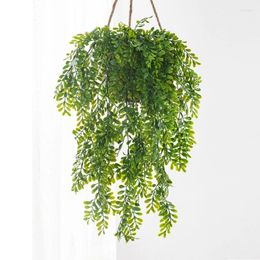 Decorative Flowers 5 Head Fern Rattan For Wedding Outdoor Arch Decor Home Wall Hanging Christmas Wreath Artificial Plastic Plants Pography