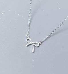 Pendants 925 Sterling Silver Lovely Bow Knot Pendant Necklace For Girls Women Fashion Jewellery Gift D38616451431