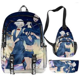 Backpack Harajuku Funny Death Parade 3D Print 3pcs/Set Student School Bags Multifunction Travel Chest Bag Pencil Case