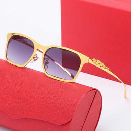 Designer cardi classico ct nuovo telaio full tela metallo occhiali da sole a testa leopardo da sole e occhiali da sole da sole da sole da sole con logo e scatola