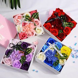 Decorative Flowers 2024 Soap Rose Flower Gift Box Artificial Souvenirs For Valentine's Day Mother's Red/Purple/Blue/Pink