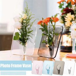 Vases Picture Frame Flower Vase Transparent Creative Modern Art Home Bedroom Living Room Office Desktop Decoration J240515