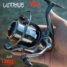 LINNHUE Ultralight 136g Fishing Reel Screw-in Handle Carbon Fibre Shallow Spool Rustproof Metal Pesca Spinning Reel 240506