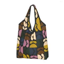 Storage Bags Reusable Orla Kiely Multi Stem Shopping Bag Women Tote Portable Abstract Scandinavian Floral Grocery Shopper