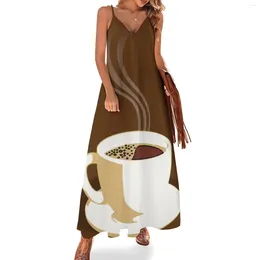 Casual Dresses The Perfect Cup Of Coffee Sleeveless Dress Women Party Summer Korean Style Prom