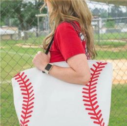 19 Styles Canvas Bag Baseball Tote Sports Bags Casual Softball Football Soccer Basketball Cotton Canvas Tote Bag CCA7889 50pcs ZZ