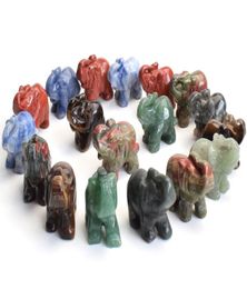 15 INCHES Small Size Natural Chakra Quartz Tiger Eye Stone Carved Crystal Reiki Healing Elephant Animal Figurine 1pcs3557841