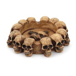 Ashtrays Personalized Cross Skeleton Head Ashtray Circular Household Creative Home Decoration Resin Crafts H240517
