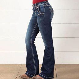 Women's Jeans Mom's Work Pants 2024 High Waist Women's Fashion Sexy Flared Vintage Denim Trousers Blue Bell Bottom