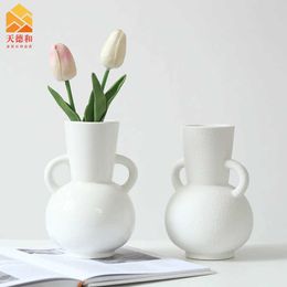 Vases Tiande and niche artistic ceramic vases homestay dining table flower arrangements decorative ornaments Nordic ins style minimalist ware H240518