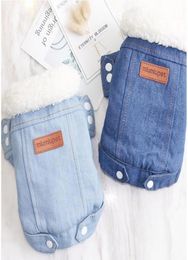 Winterjacke Welpe Kleidung Outfits Denim Mantel Jeans Kostüm Chihuahua Pudel Bichon Haustierhund Bekleidung Y01072023451