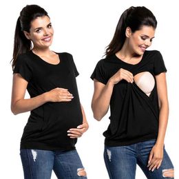 Maternity Tops Tees Blouse Casual Maternity Clothes Pregnant Women Clothing Women Pregnant Maternity Nursing Breastfeeding Top Summer T-Shirt Blouse Y240518
