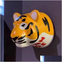 Christmas Decorations Humanmade Cartoon Tiger Head Wall Accents Scptures Figurines Interior Home Decoration Accessories Drop Delivery Dhcfl