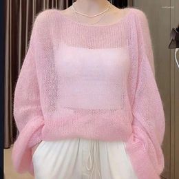 Women's Polos 2024 Summer Hollow Wool Sweater Thin Lazy Wind Loose Sun Protection Smock Coat Novelty Tide Chic Fashion Style