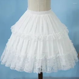 Skirts Womens Elastic Waist 2 Hoop Petticoat Ruffle Lace Short Half Slip Underskirt