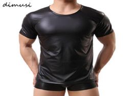PU Leather T Shirts Men Sexy Fitness Tops Gay Undershirt Tshirt Tees Mens stage Tshirt ONeck Sexy Men Casual Clothes Club Fetis8222886