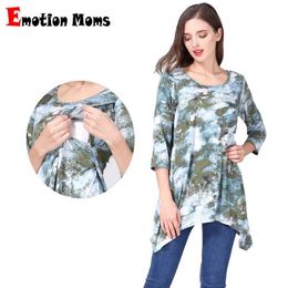 Maternity Tops Tees Women Autumn/Spring Casual Pregnant Clothes Maternity Tops Breastfeeding Clothes 3/4 Sleeve Loose Europe Nursing Style Y240518