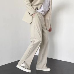 Grey khaki black suit pants mens fashionable social mens dress pants Korean loose straight wide leg pants mens formal mens long pants 240508