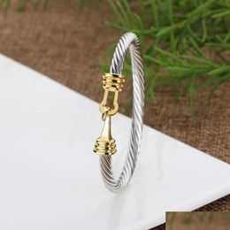 Bangle Designer Dy Wire Bracelet Twisted Bracelets Sier Jewelry For Men Women Gold Pearl Head Cross Cuff Luxury Jewelrys Party Gift Dr Ot4Ip