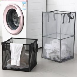 Laundry Bags Foldable Basket Fabric Mesh Storage Breathable Clothes Large Capacity Bathroom Finishing