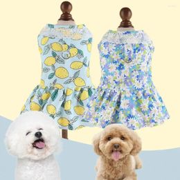 Dog Apparel Summer Dress Cute Pet Chest Strap Princess Flower Print Small Dogs Costume