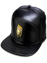 PU Leather Hip Hop Hats Crocodile Grain Ball Caps Snapback Caps Lion Head DJ Fashion Baseball Cap Men Women Flat Brim Sport Team S6391630