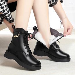 Boots DIMANYU Women Winter Shoes Wedge 2024 Natural Wool Warm Ladies Short British Style Female Riding