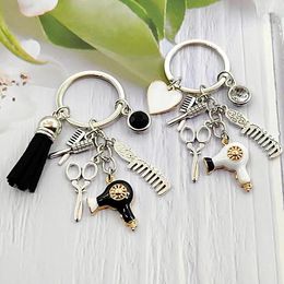 Keychains Fashion Hairstyle Gift Charm Tassel Keychain Retro Jewellery Mini Hairdressing Scissors Hair Dryer Comb Diy Manual