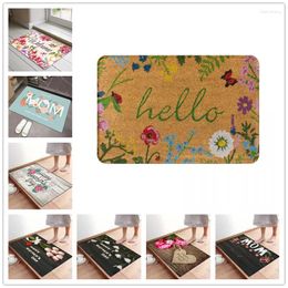 Carpets Flower Lettter Printed Floor Mat Easy To Clean PolyesterLiving Room Carpet Non Slip Kitchen Home Hallway Decoration Bath Rug