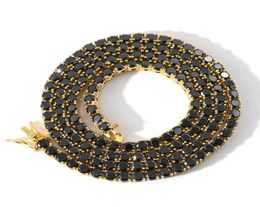 4mm silver gold stainless steel copper clustered black iced out Zircon lab diamond tennis cz chain necklace bracelet4307885