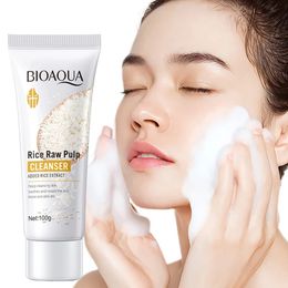 BIOAQUA Rice Raw Pulp Facial Cleanser Face Wash Foam skincare Moisturising Skin Brightening Rejuvenation Face Cleanser Skin Care 240515