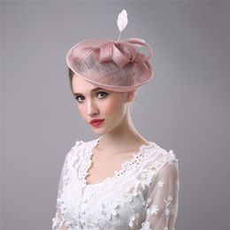 Fascinator Wedding hairpin Flower Feather Bow Hair Accessories Bridal Head Hats For Wedding Party Christmas Veils Hairbands Vintage 265L