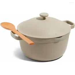 Pans Perfect Pot - 5.5 Qt. Nonstick Ceramic Sauce Pan With Lid | Versatile Cookware For Stovetop And Oven Steam Bake Braise