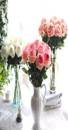 10pcslot wedding decorations Real touch material Artificial Flowers Rose Bouquet Home Party Decoration Fake Silk single stem Flow9148290