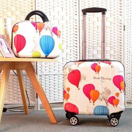 Suitcases Carry On Travel Luggage Set Fashion Mini Trolley Suitcase With Cosmetic Bag 18 Inch Boarding Box Rolling