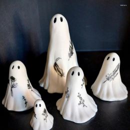Decorative Figurines Scary White Sculptures Set Creative Resin Halloween Spooky Decor Handmade Crafts Ghost Statue Tabletop Ornament Home