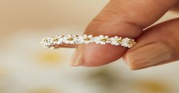 Vintage Daisy Flower Rings For Women Korean Style Adjustable Opening Finger Ring Bride Wedding Engagement Statement Jewellery Gif8540767