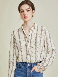 Women's Blouses Spring Summer Women Floral Printing Turn Down Collar Long Sleeve Loose Ladies Casual Shirt