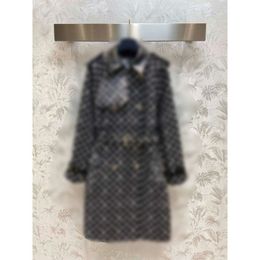 Mulheres casacos L Família Jacquard Patchwork Trench Coat