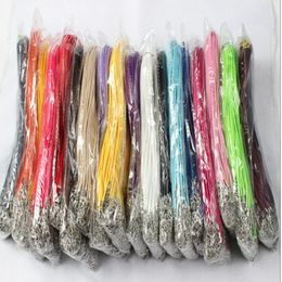 100pcs lot 1 5mm Colourful Wax Leather Necklace cord buckle shrimp Pendant Jewellery Components lanyard with Chain DIY 212k
