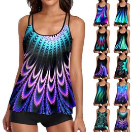 Women's Swimwear For Women 2024 Plus Size Two Piece Flowy Tankini Swimsuits With Boyshorts U Neck Bathing Suit