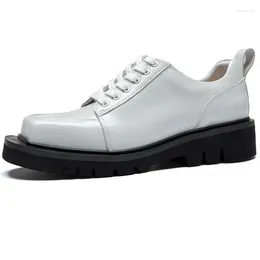 Casual Shoes White Genuine Leather Men Daily Business Work Brown Derby Fashiion Platform Height Increase 37-44