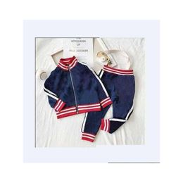 Clothing Sets Kids Clothes Fashion Letters Print Tracksuits Boys Girls Casual Jackets Add Joggers Suits Clren Sport Style Drop Deliv Dhlia