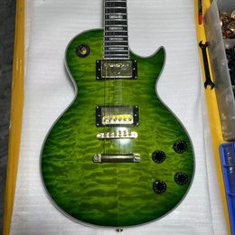 Custom electric Guitar Green Colour Mahogany Bod Rosewood Fretboard Golden Hardware Cloud Maple Top Free Ship left right sunglasses