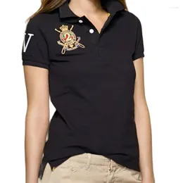 Women's Polos CLASSIC FLAG POLO SHIRT SHORT SLEEVE SOLID COLOR COTTON SLIM FIT FASHION SUMMER