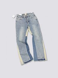 Designer Slim Fit Mens Jeans Elastic Tight Fitting Fashion Brand Blue and White Meeting Denim Pants Mens Casual Denim Pants Motorcycle Pants