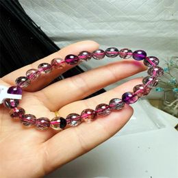 Link Bracelets Natural Super Seven Quartz Bead Bracelet Luxury Reiki Gemstone Fashion Jewelry Fengshui Women Healing Lucky Energy Gift 7.3MM