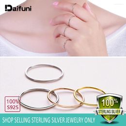 Cluster Rings Daifuni 1.2MM Thin 925 Sterling Silver Smooth Ring Simple Fine Finger Jewelry For Girls Casual Fashion Gift 3 Color Selection
