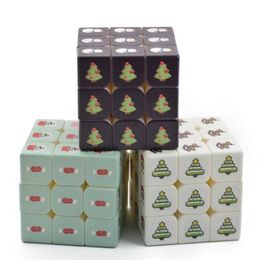 Magic Cubes 3x3x3 Moose Father Christmas Pine Tree Blind Braille Magic Cube Stickerless Smart 3x3 Professional Magnets Puzzle Speed Fidget Y240518