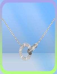 Fashion Luxury necklace designers screw diamonds double circle Love necklaces for couples platinum gold Rose pendant Stainless Ste9209589